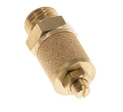 G1/4'' Brass Flow Control Muffler With Lock Nut