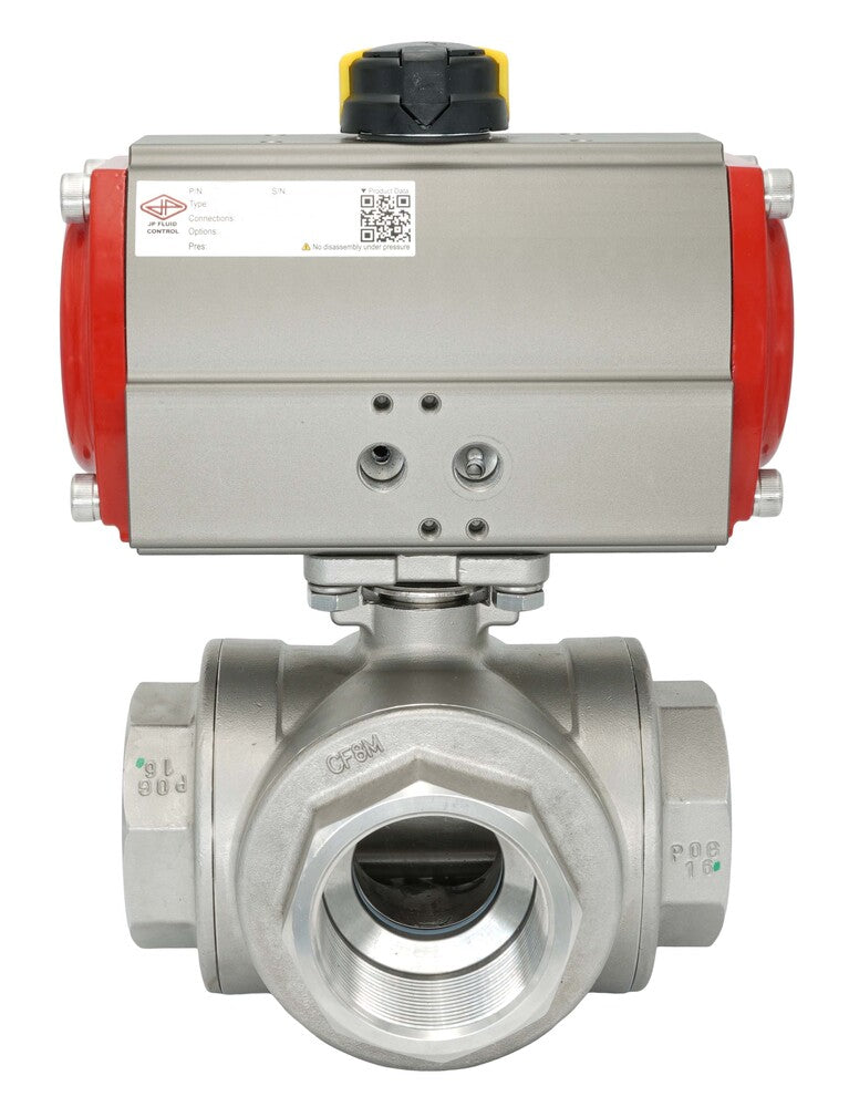 3-Way Pneumatic Ball Valve G3/8'' T-bore Brass Double Acting