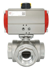 3-Way Pneumatic Ball Valve G1/2'' L-bore Brass Spring Closing