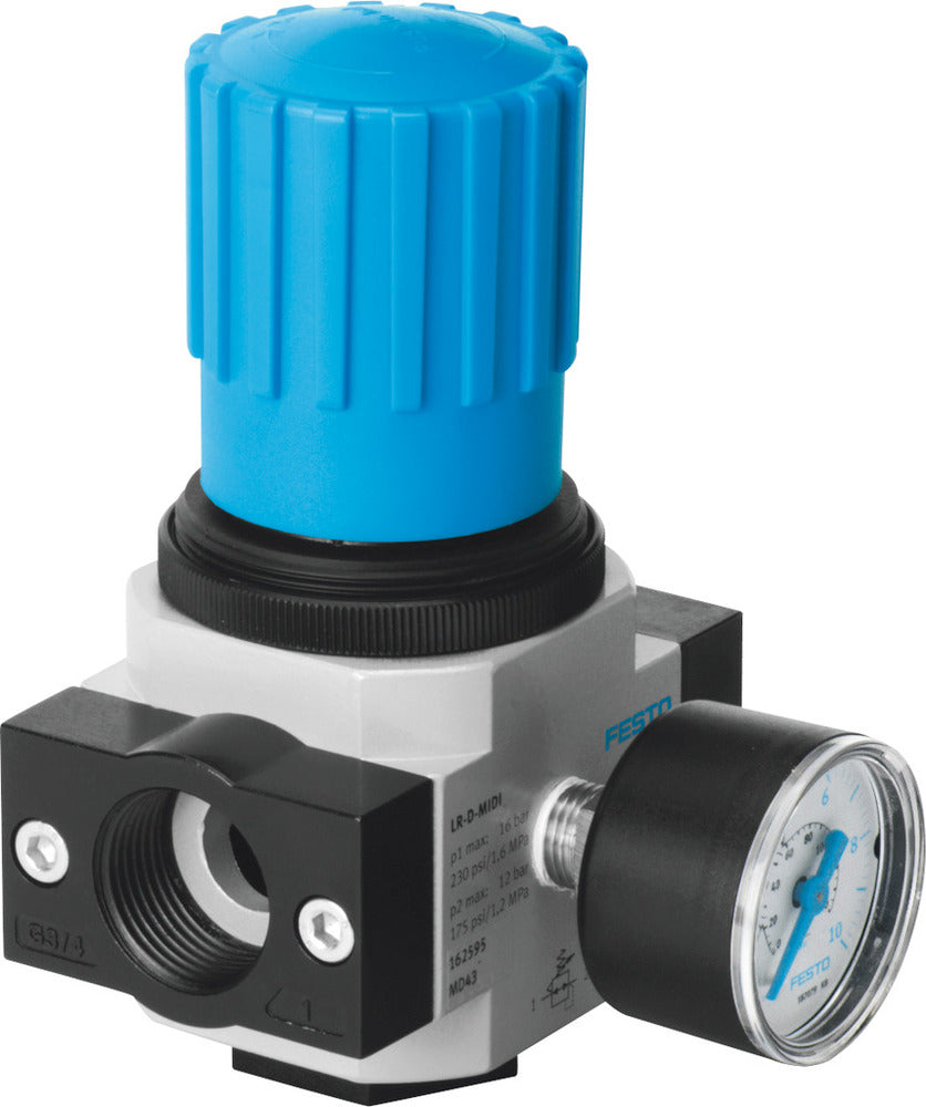 Festo Compressed Air Pressure Regulator G3/8'' 0.5-7bar 3300l/min Midi - 162585