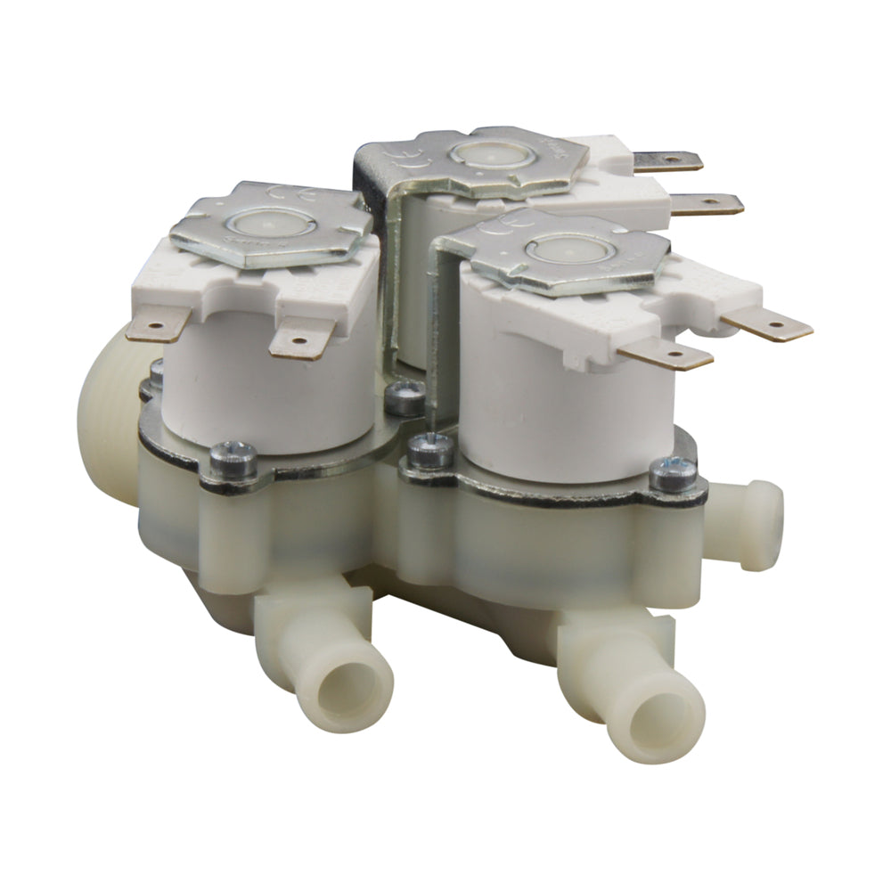 Solenoid Valve RPE triple 3/4''x10mm nylon NBR 180° 0.2-10bar 24V DC