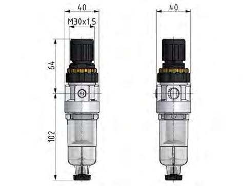 Filter-Regulator G1/4'' 350 l/min 0.5-3.0bar/7-44psi Auto Polycarbonate Standard 0