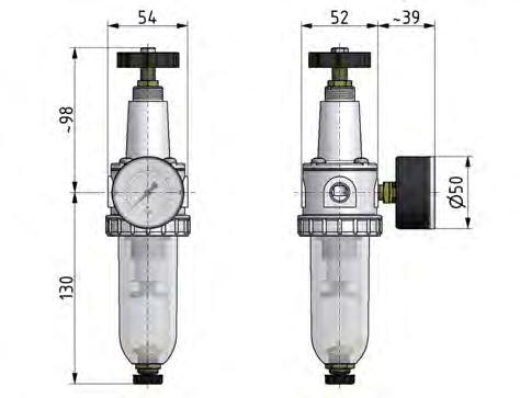 Filter-Regulator G3/8'' 900 l/min 0.5-16.0bar/7-232psi Semi-Auto Polycarbonate Standard 1