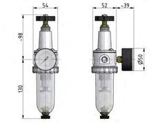 Filter-Regulator G3/8'' 900 l/min 0.5-10.0bar/7-145psi Semi-Auto Protective Cage Polycarbonate Standard 1