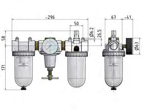 FRL 3-Part G3/4'' 3200 l/min 0.5-10.0bar/7-145psi Semi-Auto Metal Standard 3