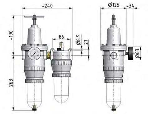 FRL 2-Part G3/4'' 4000 l/min 0.5-16.0bar/7-232psi Semi-Auto Metal Standard 5