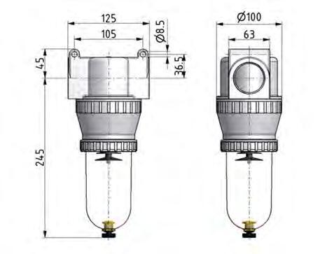 Filter 40microns G1 1/4'' 12500 l/min Semi-Auto Polycarbonate Standard 5