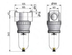Filter 40microns G1 1/4'' 12500 l/min Semi-Auto Polycarbonate Standard 5