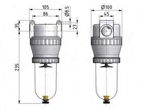 Filter 40microns G3/4'' 12500 l/min Auto Polycarbonate Standard 5