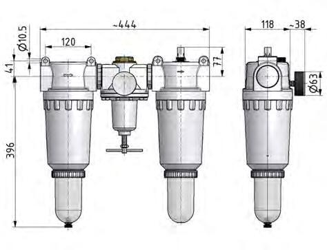 FRL 3-Part G2'' 18500 l/min 0.5-10.0bar/7-145psi Auto Metal Standard 8