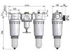 FRL 3-Part G2'' 18500 l/min 0.5-10.0bar/7-145psi Semi-Auto Polycarbonate Standard 8