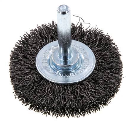 Round Brush 50x10 mm 6 mm Shaft Steel Wire 0.3 mm Corrugated
