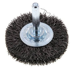 Round Brush 50x10 mm 6 mm Shaft Steel Wire 0.3 mm Corrugated