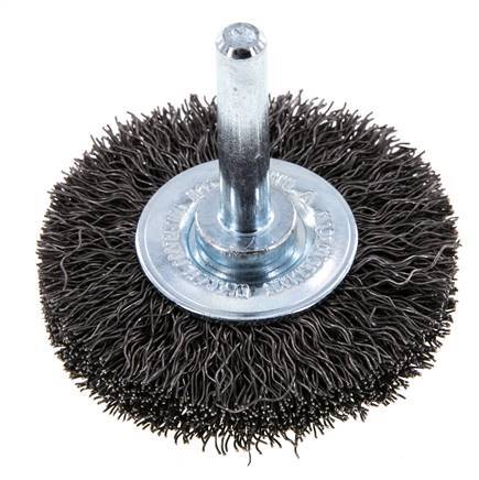 Round Brush 50x10 mm 6 mm Shaft Steel Wire 0.3 mm Corrugated