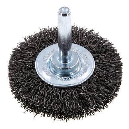 Round Brush 50x10 mm 6 mm Shaft Steel Wire 0.3 mm Corrugated