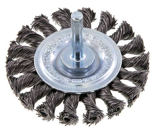 Round Brush 75x12 mm 6 mm Shaft Steel Wire 0.5 mm 18xBraided