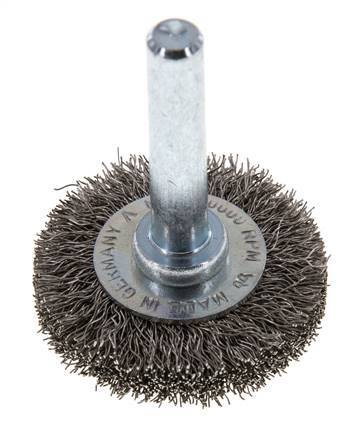 Round Brush 30x6 mm 6 mm Shaft Stainless Steel Wire 0.2 mm Corrugated