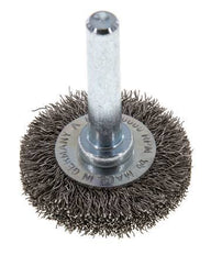 Round Brush 30x6 mm 6 mm Shaft Stainless Steel Wire 0.2 mm Corrugated