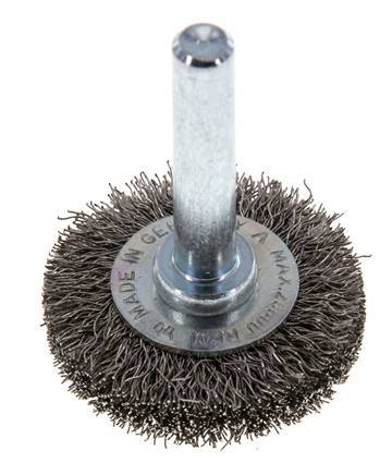 Round Brush 30x6 mm 6 mm Shaft Stainless Steel Wire 0.2 mm Corrugated