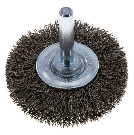 Round Brush 50x10 mm 6 mm Shaft Stainless Steel Wire 0.3 mm Corrugated