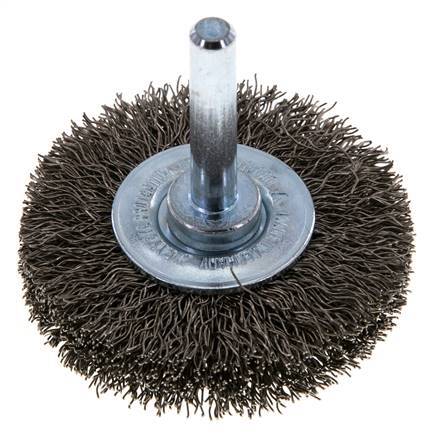 Round Brush 50x10 mm 6 mm Shaft Stainless Steel Wire 0.3 mm Corrugated