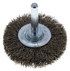 Round Brush 50x10 mm 6 mm Shaft Stainless Steel Wire 0.3 mm Corrugated
