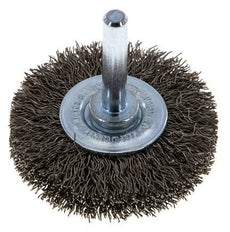 Round Brush 50x10 mm 6 mm Shaft Stainless Steel Wire 0.3 mm Corrugated
