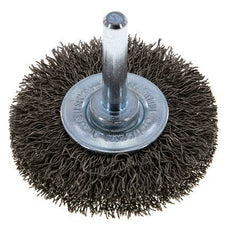 Round Brush 50x10 mm 6 mm Shaft Stainless Steel Wire 0.3 mm Corrugated