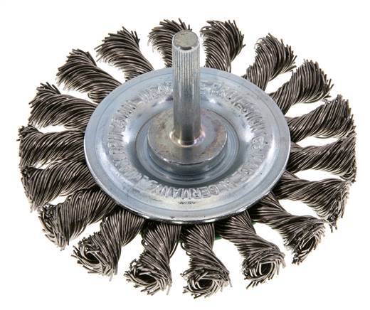 Round Brush 75x12 mm 6 mm Shaft Stainless Steel Wire 0.5 mm 18xBraided