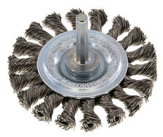 Round Brush 75x12 mm 6 mm Shaft Stainless Steel Wire 0.5 mm 18xBraided
