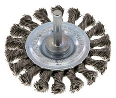 Round Brush 75x12 mm 6 mm Shaft Stainless Steel Wire 0.5 mm 18xBraided
