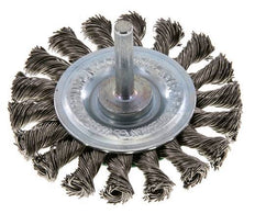 Round Brush 75x12 mm 6 mm Shaft Stainless Steel Wire 0.5 mm 18xBraided