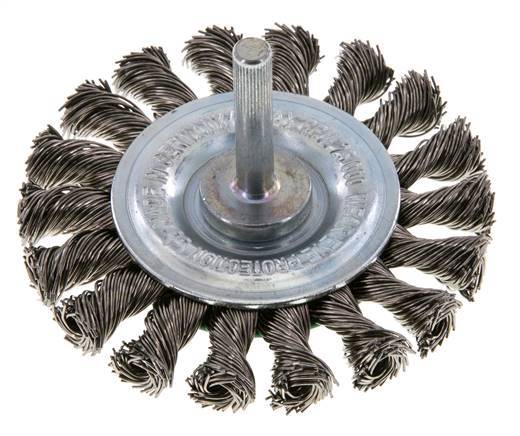 Round Brush 75x12 mm 6 mm Shaft Stainless Steel Wire 0.5 mm 18xBraided