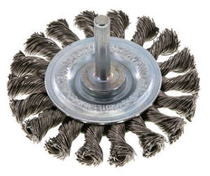 Round Brush 75x12 mm 6 mm Shaft Stainless Steel Wire 0.5 mm 18xBraided