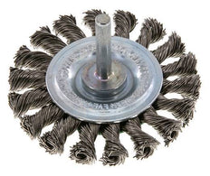 Round Brush 75x12 mm 6 mm Shaft Stainless Steel Wire 0.5 mm 18xBraided