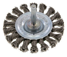 Round Brush 75x12 mm 6 mm Shaft Stainless Steel Wire 0.5 mm 18xBraided