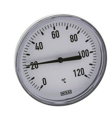0 to +120°C Plastic Bimetallic Thermometer 100mm Cabinet 60mm Stem with Thermowell
