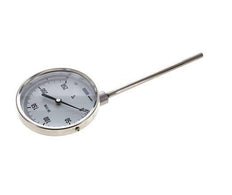 0 to +250°C Stainless Steel Bimetallic Thermometer 100mm Cabinet 160mm Stem Bottom