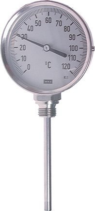 0 to +200°C Stainless Steel Bimetallic Industrial Thermometer 160mm Cabinet 100mm Stem Bottom