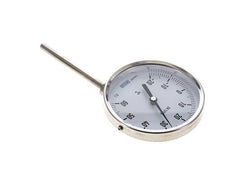 0 to +80°C Stainless Steel Bimetallic Thermometer 100mm Cabinet 160mm Stem Bottom