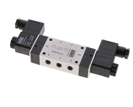 5/3 G1/8'' Pressure Center Solenoid Valve 24V DC 3-8bar/42-112psi Airtec