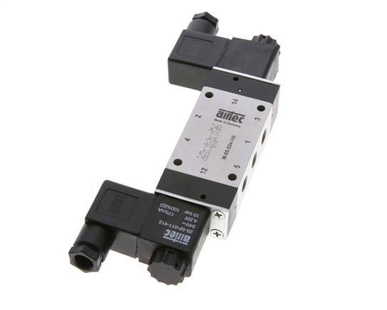 5/3 G1/8'' Pressure Center Solenoid Valve 24V DC 3-8bar/42-112psi Airtec