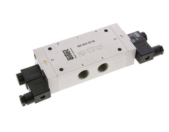 5/3 G1/2'' Center Closed Solenoid Valve 24V AC 3-10bar/42-140psi Airtec