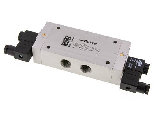 5/2 G1/2'' Bistable Solenoid Valve 115V AC 1-10bar/14-140psi Airtec