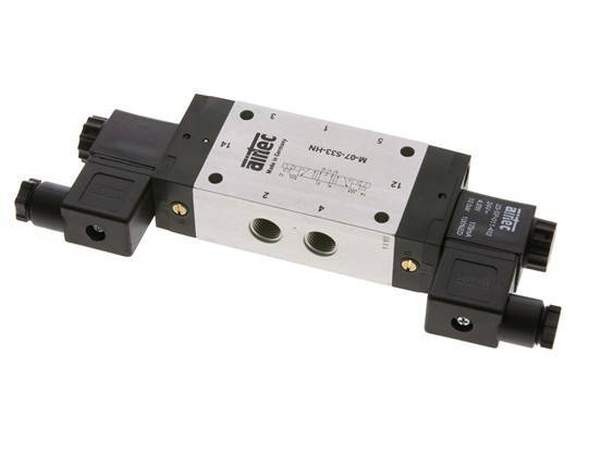5/3 G1/4'' Exhaust Center Solenoid Valve 24V DC 3-8bar/42-112psi Airtec
