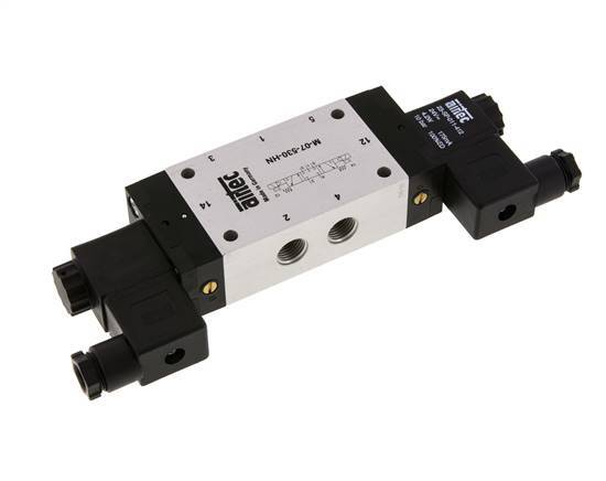 5/3 G1/4'' Center Closed Solenoid Valve 12V DC 3-8bar/42-112psi Airtec