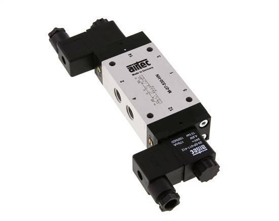 5/3 G1/4'' Center Closed Solenoid Valve 12V DC 3-8bar/42-112psi Airtec