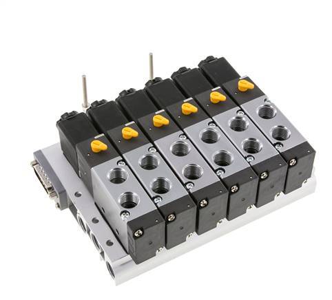 G1/4'' 6x Pneumatic Valve Terminal 24V DC 1.5-8bar/21.0-112psi Multi-pole E.MC