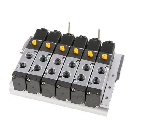 G1/4'' 6x Pneumatic Valve Terminal 24V DC 1.5-8bar/21.0-112psi Multi-pole E.MC