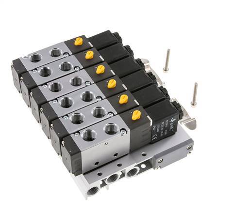 G1/4'' 6x Pneumatic Valve Terminal 24V DC 1.5-8bar/21.0-112psi Multi-pole E.MC
